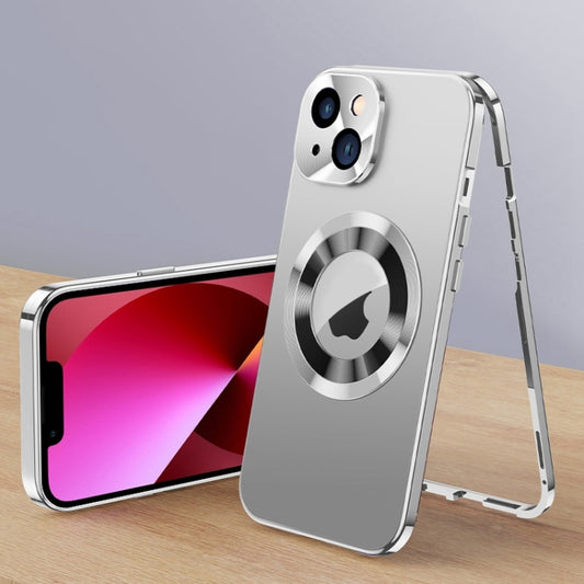 For iPhone 13 Magnetic HD Tempered Glass Phone Case(Silver) - iPhone 13 Cases by buy2fix | Online Shopping UK | buy2fix