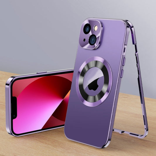 For iPhone 13 Magnetic HD Tempered Glass Phone Case(Purple) - iPhone 13 Cases by buy2fix | Online Shopping UK | buy2fix