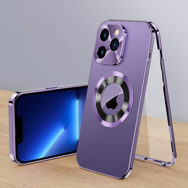 For iPhone 13 Pro Magnetic HD Tempered Glass Phone Case(Purple) - iPhone 13 Pro Cases by buy2fix | Online Shopping UK | buy2fix
