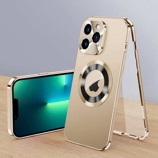 For iPhone 13 Pro Max Magnetic HD Tempered Glass Phone Case(Gold) - iPhone 13 Pro Max Cases by buy2fix | Online Shopping UK | buy2fix