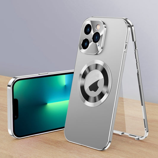 For iPhone 13 Pro Max Magnetic HD Tempered Glass Phone Case(Silver) - iPhone 13 Pro Max Cases by buy2fix | Online Shopping UK | buy2fix