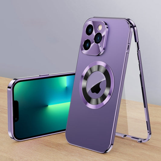 For iPhone 13 Pro Max Magnetic HD Tempered Glass Phone Case(Purple) - iPhone 13 Pro Max Cases by buy2fix | Online Shopping UK | buy2fix