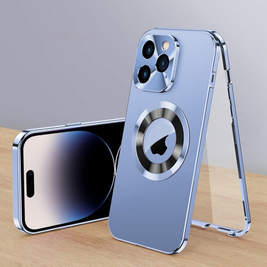 For iPhone 14 Pro Max Magnetic HD Tempered Glass Phone Case(Sierra Blue) - iPhone 14 Pro Max Cases by buy2fix | Online Shopping UK | buy2fix