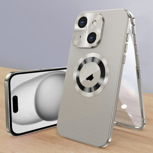 For iPhone 15 Magnetic HD Tempered Glass Phone Case(Titanium) - iPhone 15 Cases by buy2fix | Online Shopping UK | buy2fix