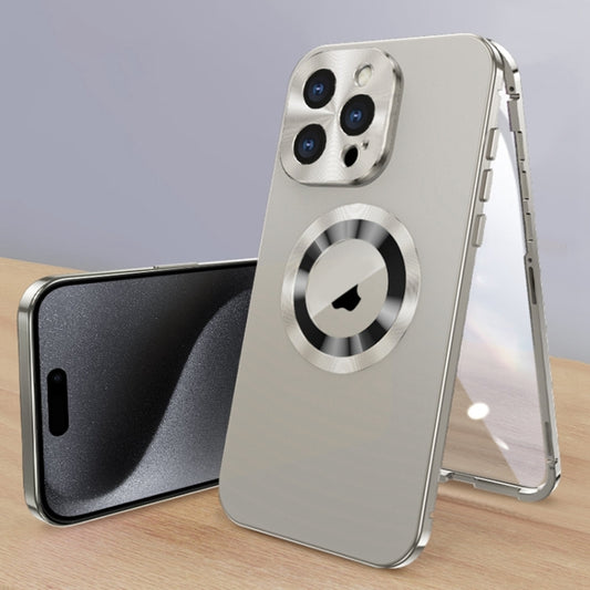 For iPhone 15 Pro Magnetic HD Tempered Glass Phone Case(Titanium) - iPhone 15 Pro Cases by buy2fix | Online Shopping UK | buy2fix