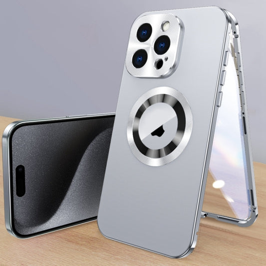 For iPhone 15 Pro Magnetic HD Tempered Glass Phone Case(Silver) - iPhone 15 Pro Cases by buy2fix | Online Shopping UK | buy2fix