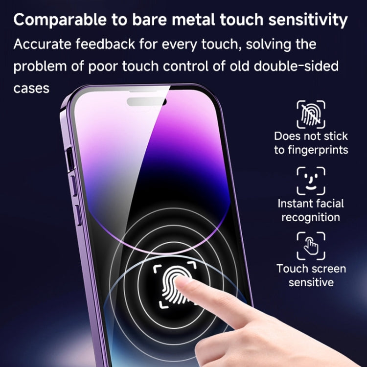 For iPhone 15 Pro Max Magnetic HD Tempered Glass Phone Case(Purple) - iPhone 15 Pro Max Cases by buy2fix | Online Shopping UK | buy2fix