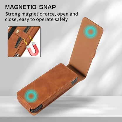 For Samsung Galaxy Z Fold5 5G PC Foldable Shockproof Leather Phone Case with Stylus(Brown) - Galaxy Z Fold5 Cases by buy2fix | Online Shopping UK | buy2fix