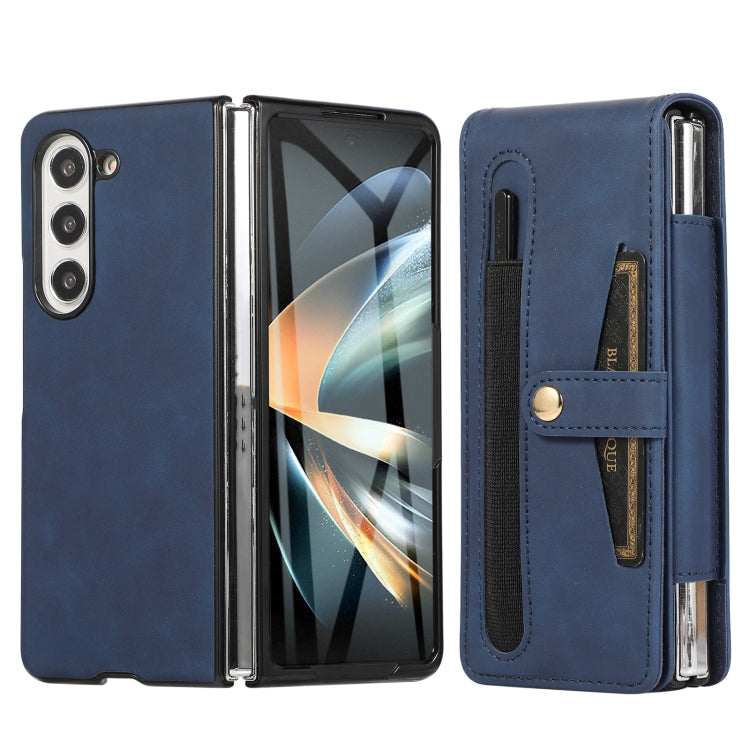 For Samsung Galaxy Z Fold5 5G PC Foldable Shockproof Leather Phone Case with Stylus(Blue) - Galaxy Z Fold5 Cases by buy2fix | Online Shopping UK | buy2fix