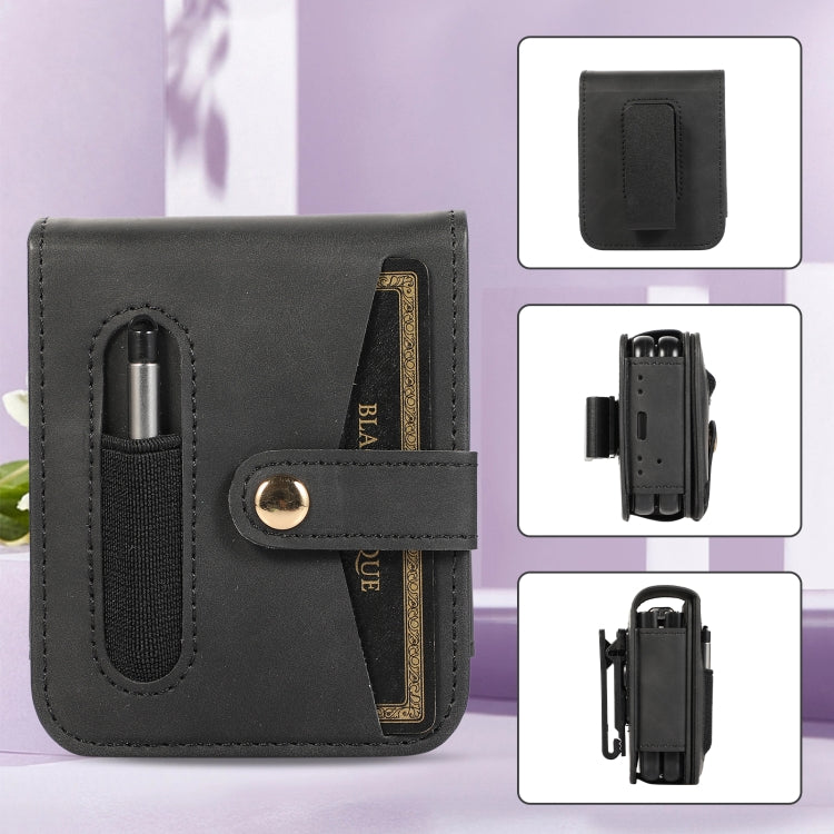 For Samsung Galaxy Z Flip5 5G PC Foldable Shockproof Leather Phone Case with Stylus(Black) - Galaxy Z Flip5 Cases by buy2fix | Online Shopping UK | buy2fix