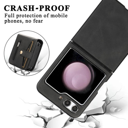 For Samsung Galaxy Z Flip5 5G PC Foldable Shockproof Leather Phone Case with Stylus(Black) - Galaxy Z Flip5 Cases by buy2fix | Online Shopping UK | buy2fix
