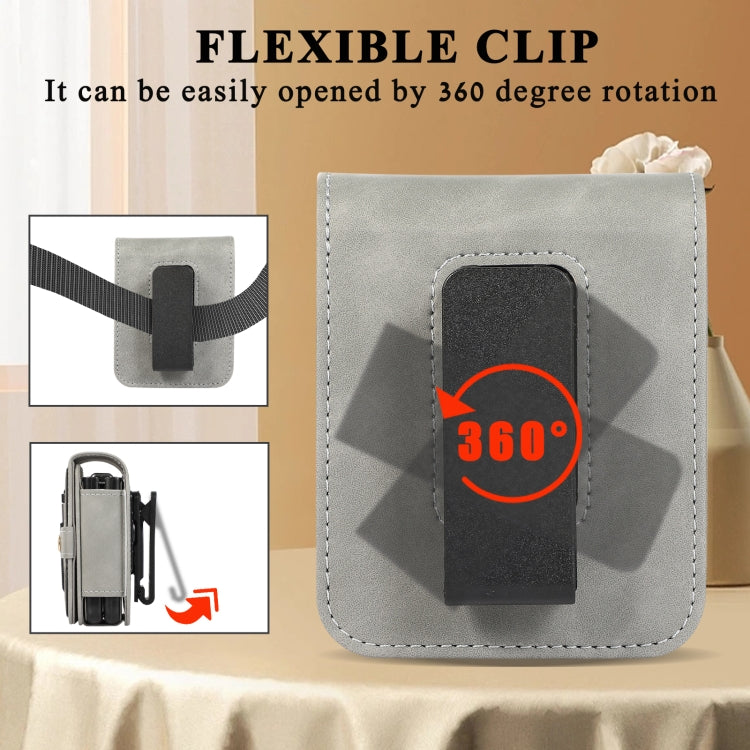 For Samsung Galaxy Z Flip5 5G PC Foldable Shockproof Leather Phone Case with Stylus(Grey) - Galaxy Z Flip5 Cases by buy2fix | Online Shopping UK | buy2fix