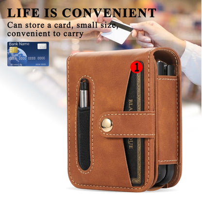 For Samsung Galaxy Z Flip5 5G PC Foldable Shockproof Leather Phone Case with Stylus(Brown) - Galaxy Z Flip5 Cases by buy2fix | Online Shopping UK | buy2fix