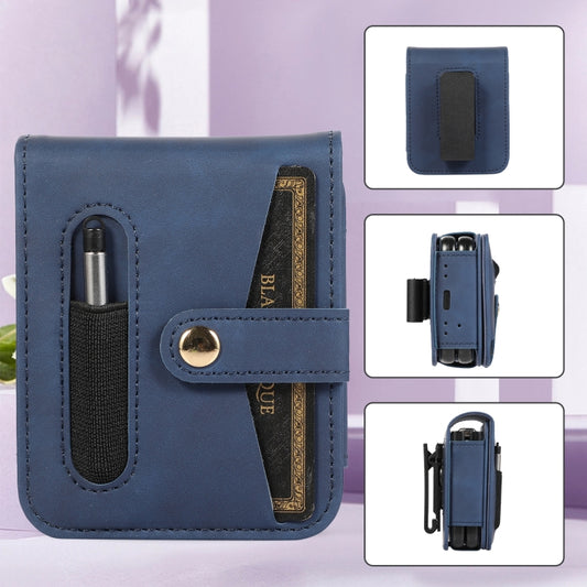 For Samsung Galaxy Z Flip5 5G PC Foldable Shockproof Leather Phone Case with Stylus(Blue) - Galaxy Z Flip5 Cases by buy2fix | Online Shopping UK | buy2fix