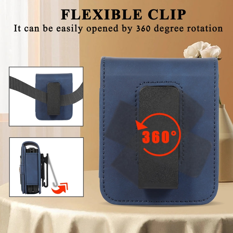 For Samsung Galaxy Z Flip5 5G PC Foldable Shockproof Leather Phone Case with Stylus(Blue) - Galaxy Z Flip5 Cases by buy2fix | Online Shopping UK | buy2fix