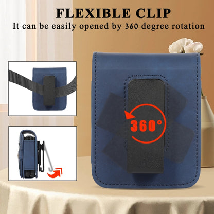 For Samsung Galaxy Z Flip5 5G PC Foldable Shockproof Leather Phone Case with Stylus(Blue) - Galaxy Z Flip5 Cases by buy2fix | Online Shopping UK | buy2fix