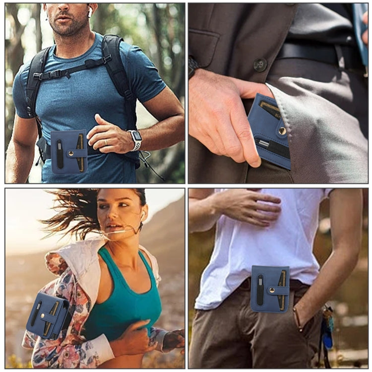 For Samsung Galaxy Z Flip5 5G PC Foldable Shockproof Leather Phone Case with Stylus(Blue) - Galaxy Z Flip5 Cases by buy2fix | Online Shopping UK | buy2fix