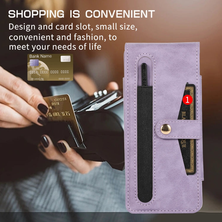 For Samsung Galaxy Z Fold4 5G PC Foldable Shockproof Leather Phone Case with Stylus(Purple) - Galaxy Z Fold4 5G Cases by buy2fix | Online Shopping UK | buy2fix