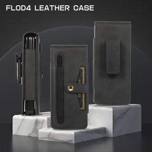 For Samsung Galaxy Z Fold4 5G PC Foldable Shockproof Leather Phone Case with Stylus(Black) - Galaxy Z Fold4 5G Cases by buy2fix | Online Shopping UK | buy2fix