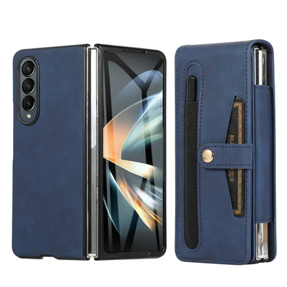 For Samsung Galaxy Z Fold4 5G PC Foldable Shockproof Leather Phone Case with Stylus(Blue) - Galaxy Z Fold4 5G Cases by buy2fix | Online Shopping UK | buy2fix