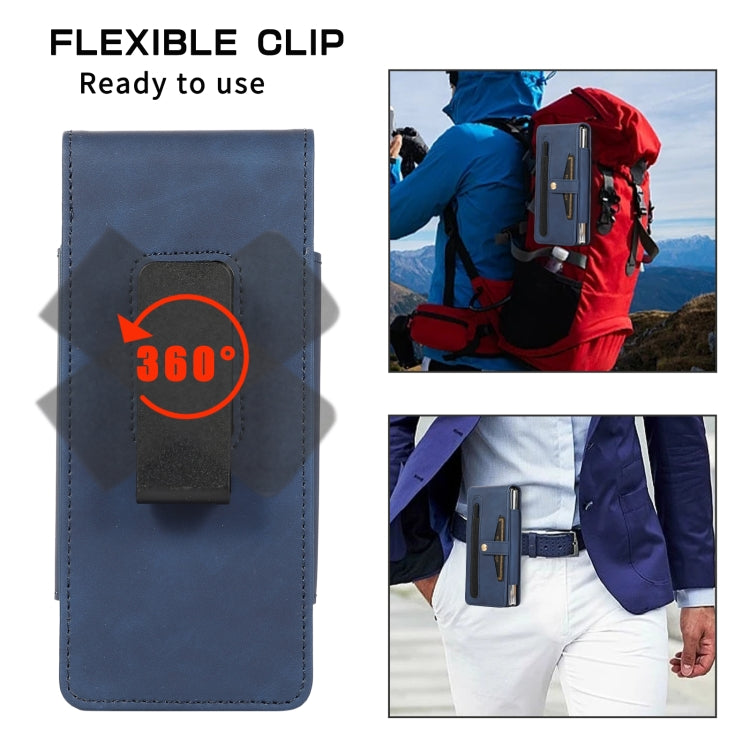 For Samsung Galaxy Z Fold4 5G PC Foldable Shockproof Leather Phone Case with Stylus(Blue) - Galaxy Z Fold4 5G Cases by buy2fix | Online Shopping UK | buy2fix