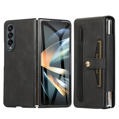 For Samsung Galaxy Z Fold3 5G PC Foldable Shockproof Leather Phone Case with Stylus(Black) - Galaxy Phone Cases by buy2fix | Online Shopping UK | buy2fix