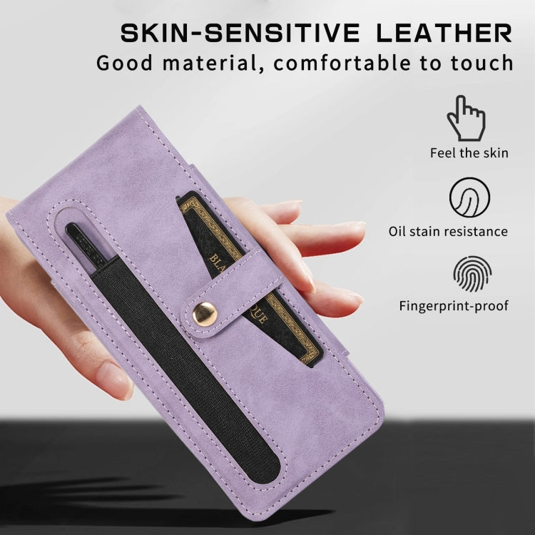 For Samsung Galaxy Z Fold2 5G PC Foldable Shockproof Leather Phone Case with Stylus(Purple) - Galaxy Phone Cases by buy2fix | Online Shopping UK | buy2fix
