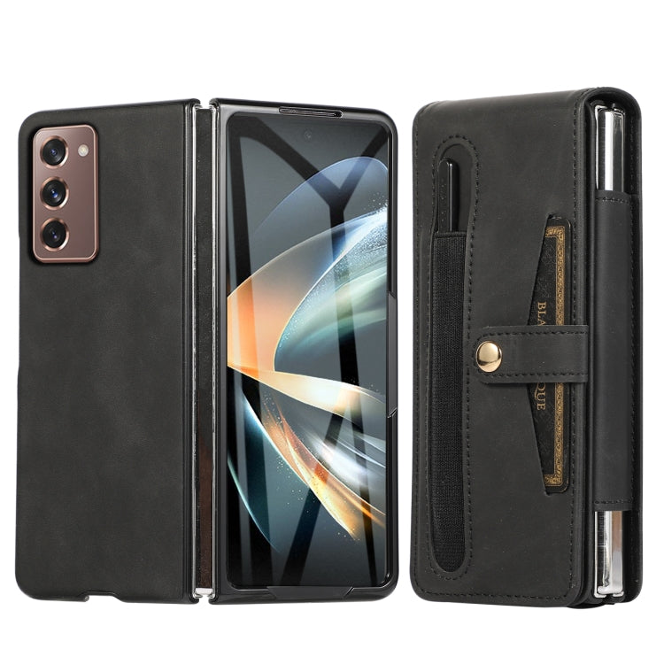 For Samsung Galaxy Z Fold2 5G PC Foldable Shockproof Leather Phone Case with Stylus(Black) - Galaxy Phone Cases by buy2fix | Online Shopping UK | buy2fix