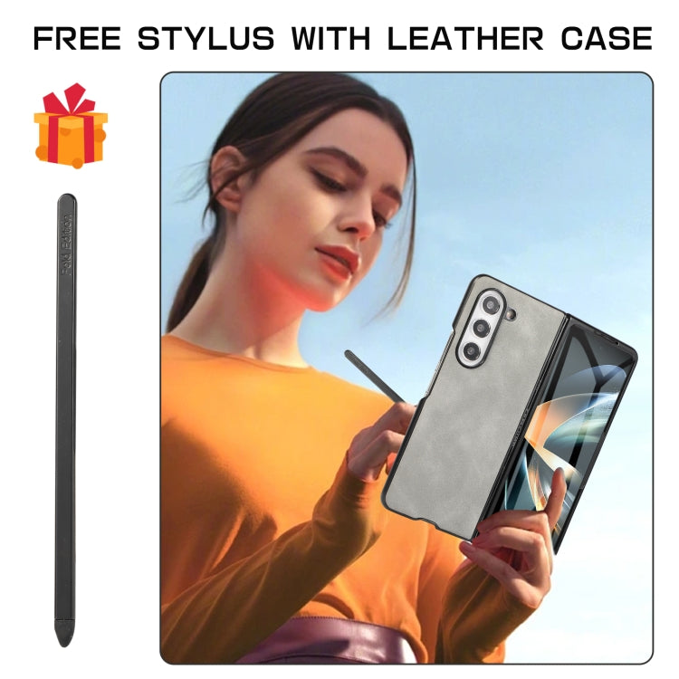 For Samsung Galaxy Z Fold2 5G PC Foldable Shockproof Leather Phone Case with Stylus(Grey) - Galaxy Phone Cases by buy2fix | Online Shopping UK | buy2fix