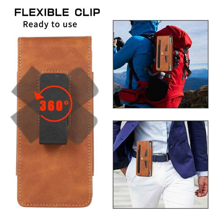 For Samsung Galaxy Z Fold2 5G PC Foldable Shockproof Leather Phone Case with Stylus(Brown) - Galaxy Phone Cases by buy2fix | Online Shopping UK | buy2fix