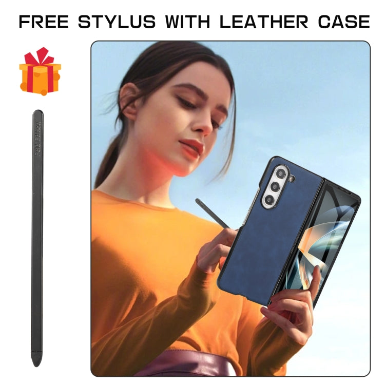 For Samsung Galaxy Z Fold2 5G PC Foldable Shockproof Leather Phone Case with Stylus(Blue) - Galaxy Phone Cases by buy2fix | Online Shopping UK | buy2fix