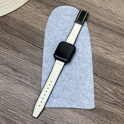 For Apple Watch Series 2 42mm Trapezoid Fold Magnetic Buckle Silicone PU Watch Band(Beige Gold) by buy2fix