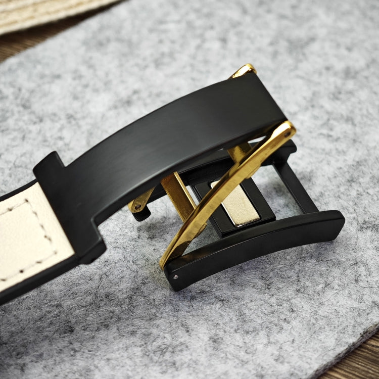 For Apple Watch Series 2 38mm Trapezoid Fold Magnetic Buckle Silicone PU Watch Band(Beige Gold) by buy2fix