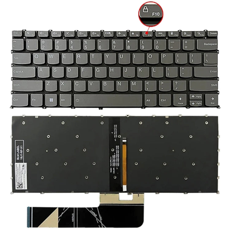 For Lenovo IdeaPad 5 / Yoga Slim 7 Pro US Version Laptop Backlight Keyboard, F10 Key with Lock Icon(Grey) by buy2fix