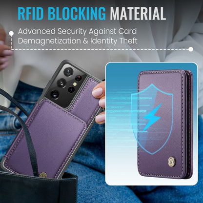 For Samsung Galaxy S21 Ultra 5G JEEHOOD J05 Business Magnetic Style RFID Leather Phone Case(Purple) - Galaxy S21 Ultra 5G Cases by JEEHOOD | Online Shopping UK | buy2fix
