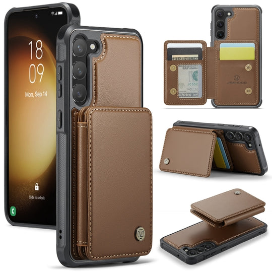 For Samsung Galaxy S23+ 5G JEEHOOD J05 Business Magnetic Style RFID Leather Phone Case(Brown)