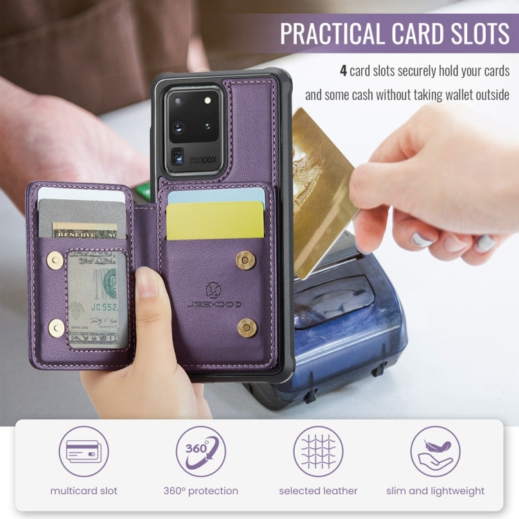 For Samsung Galaxy S20 Ultra 5G JEEHOOD J05 Business Magnetic Style RFID Leather Phone Case(Purple) - Galaxy Phone Cases by JEEHOOD | Online Shopping UK | buy2fix