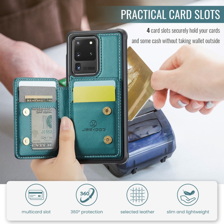 For Samsung Galaxy S20 Ultra 5G JEEHOOD J05 Business Magnetic Style RFID Leather Phone Case(Blue Green) - Galaxy Phone Cases by JEEHOOD | Online Shopping UK | buy2fix