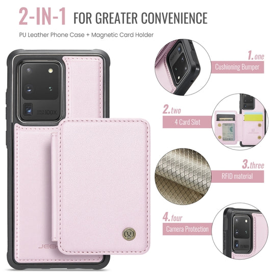 For Samsung Galaxy S20 Ultra 5G JEEHOOD J05 Business Magnetic Style RFID Leather Phone Case(Pink) - Galaxy Phone Cases by JEEHOOD | Online Shopping UK | buy2fix