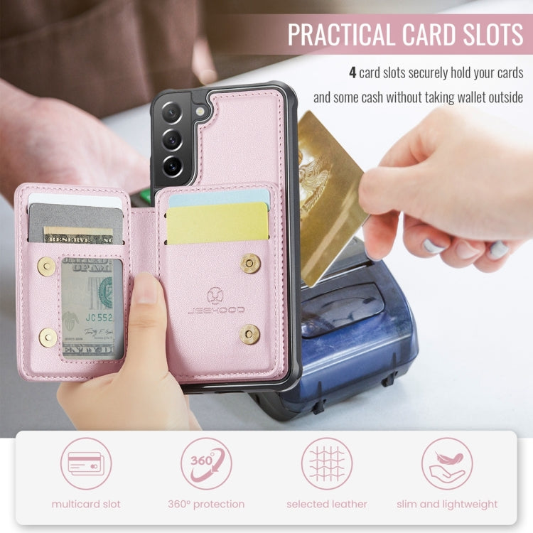 For Samsung Galaxy S21 FE 5G JEEHOOD J05 Business Magnetic Style RFID Leather Phone Case(Pink) - Galaxy Phone Cases by JEEHOOD | Online Shopping UK | buy2fix