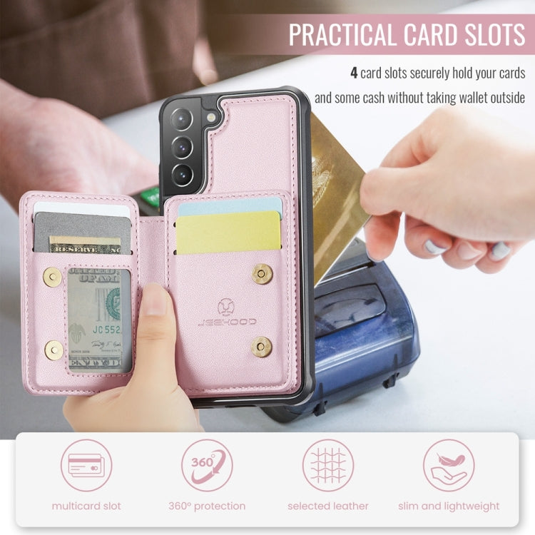 For Samsung Galaxy S21+ 5G JEEHOOD J05 Business Magnetic Style RFID Leather Phone Case(Pink) - Galaxy S21+ 5G Cases by JEEHOOD | Online Shopping UK | buy2fix