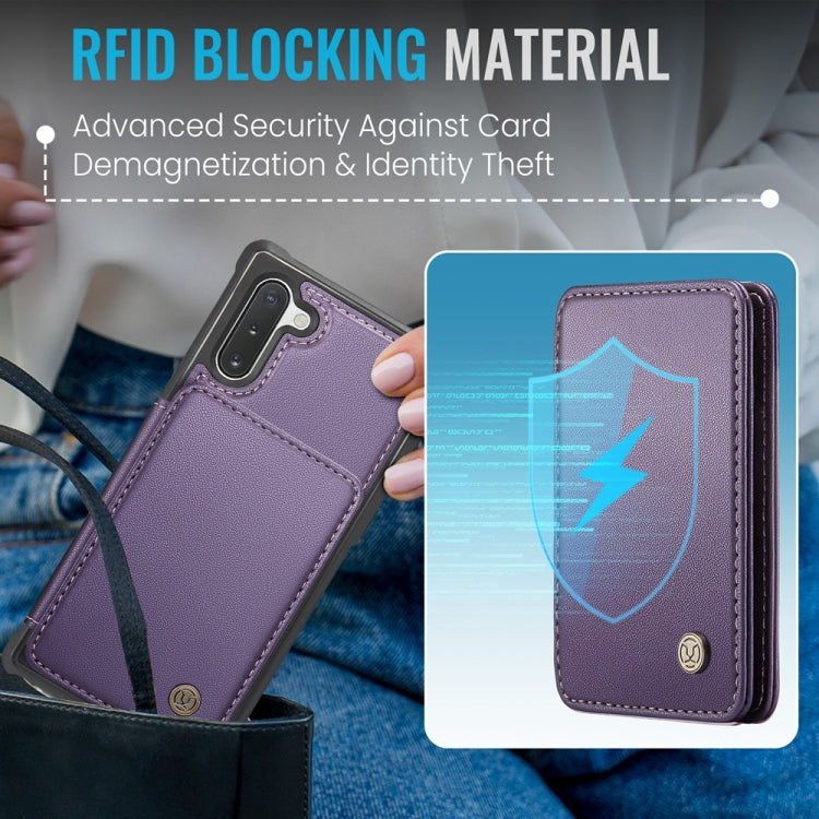 For Samsung Galaxy Note10 5G JEEHOOD J05 Business Magnetic Style RFID Leather Phone Case(Purple) - Galaxy Phone Cases by JEEHOOD | Online Shopping UK | buy2fix