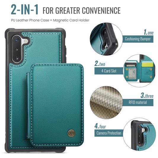 For Samsung Galaxy Note10 5G JEEHOOD J05 Business Magnetic Style RFID Leather Phone Case(Blue Green) - Galaxy Phone Cases by JEEHOOD | Online Shopping UK | buy2fix
