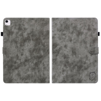 For iPad Air 13 2025 / 2024 Embossed Tiger Pattern Leather Tablet Case(Grey) - iPad Air 13 2025 / 2024 Cases by buy2fix | Online Shopping UK | buy2fix