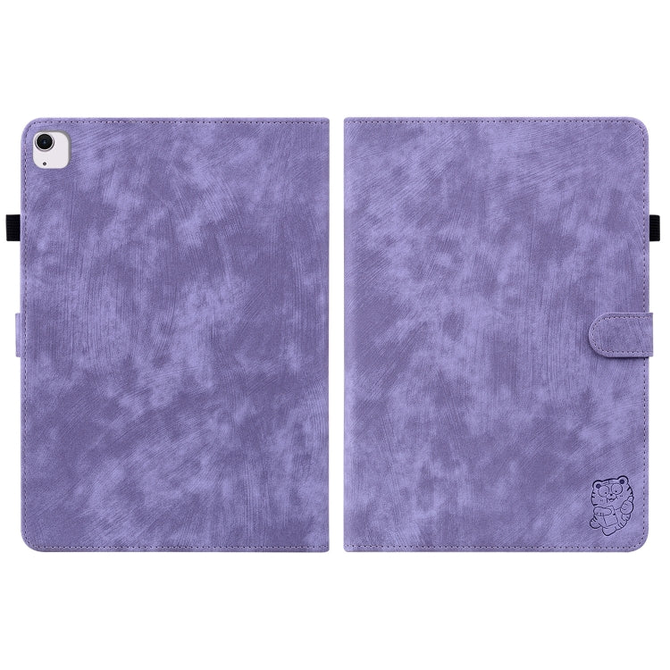 For iPad Air 13 2025 / 2024 Embossed Tiger Pattern Leather Tablet Case(Purple) - iPad Air 13 2025 / 2024 Cases by buy2fix | Online Shopping UK | buy2fix