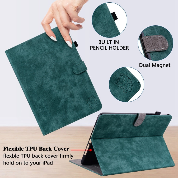 For iPad Air 13 2025 / 2024 Embossed Tiger Pattern Leather Tablet Case(Dark Green) - iPad Air 13 2025 / 2024 Cases by buy2fix | Online Shopping UK | buy2fix