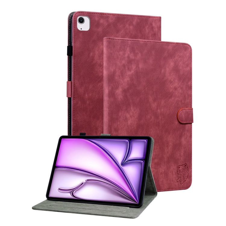 For iPad Air 11 2025 / 2024 Embossed Tiger Pattern Leather Tablet Case(Red) - iPad Air 11 2025 / 2024 Cases by buy2fix | Online Shopping UK | buy2fix