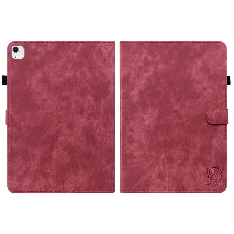 For iPad Air 11 2025 / 2024 Embossed Tiger Pattern Leather Tablet Case(Red) - iPad Air 11 2025 / 2024 Cases by buy2fix | Online Shopping UK | buy2fix
