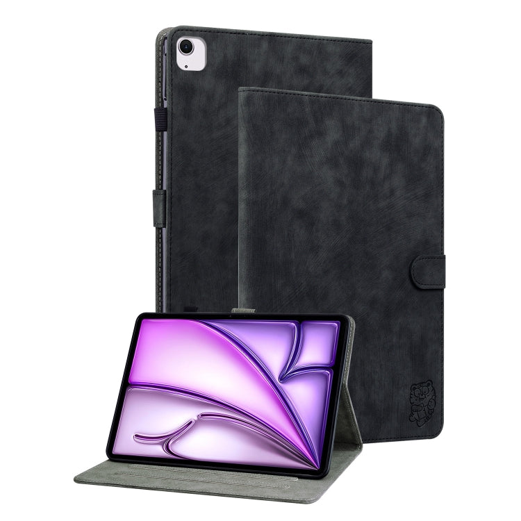 For iPad Air 11 2025 / 2024 Embossed Tiger Pattern Leather Tablet Case(Black) - iPad Air 11 2025 / 2024 Cases by buy2fix | Online Shopping UK | buy2fix