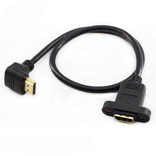Reverse Elbow HDTV Male to Female Extension Cable with Ear Screw Holes, Length: 0.5m by buy2fix